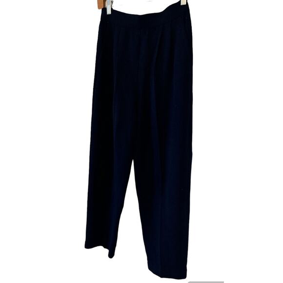 St John Y2K Navy Santana Knit High Rise PLEATED POCKETS ANKLE PANTS SZ 6 - Picture 1 of 4